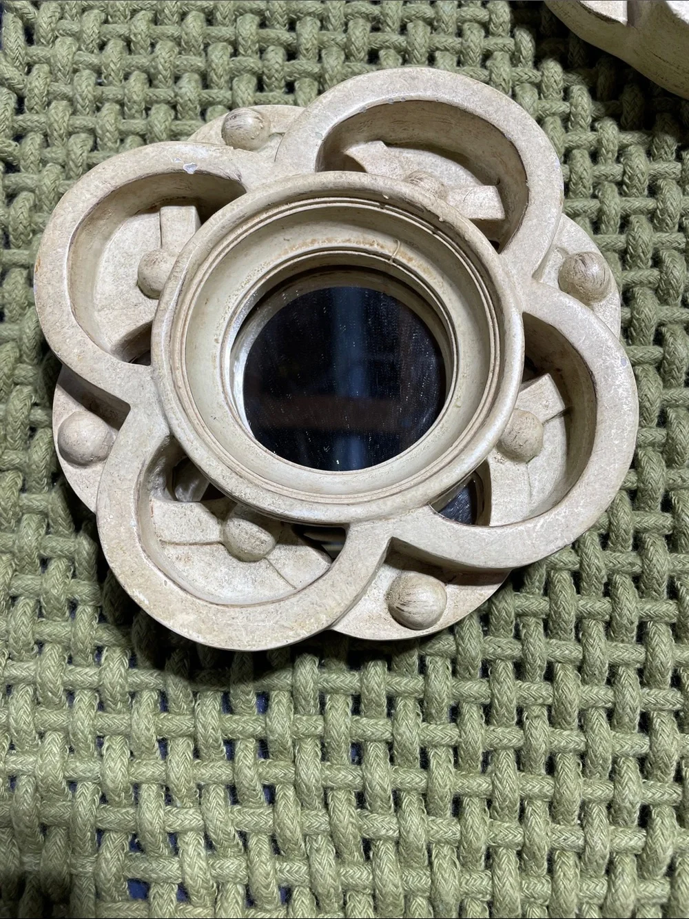 Decorative Ivory Floral Wall Mirrors - Set of 3